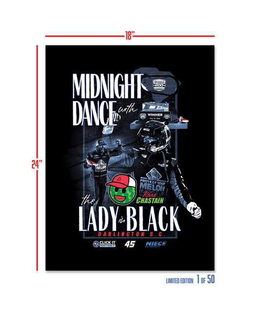 AUTOGRAPHED Ross Chastain "Midnight Dance with the Lady in Black" Darlington Win Poster