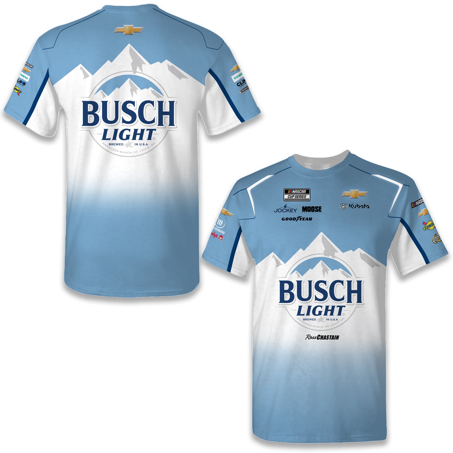 2025 Ross Chastain Busch Light Sublimated Crew Tee