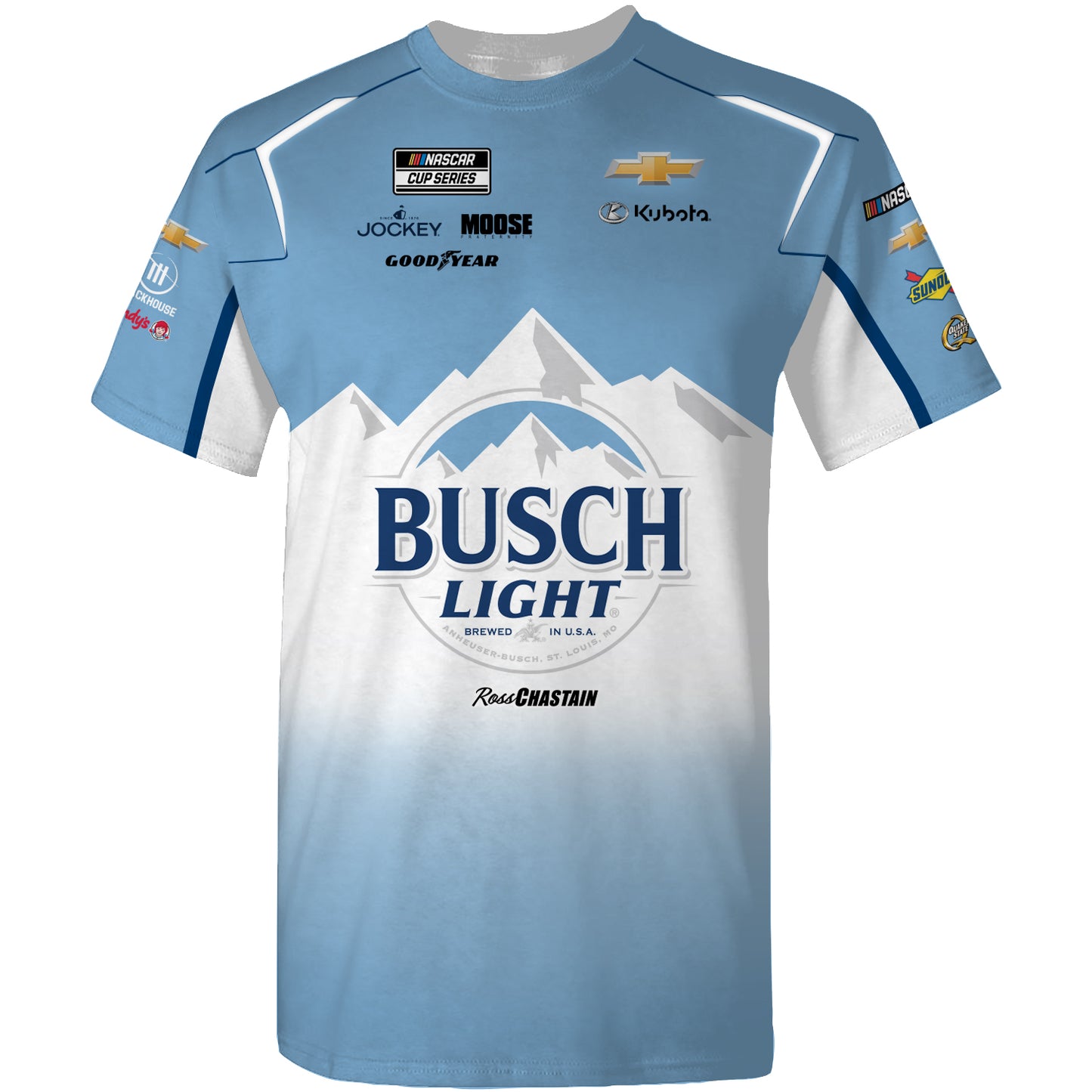 2025 Ross Chastain Busch Light Sublimated Crew Tee