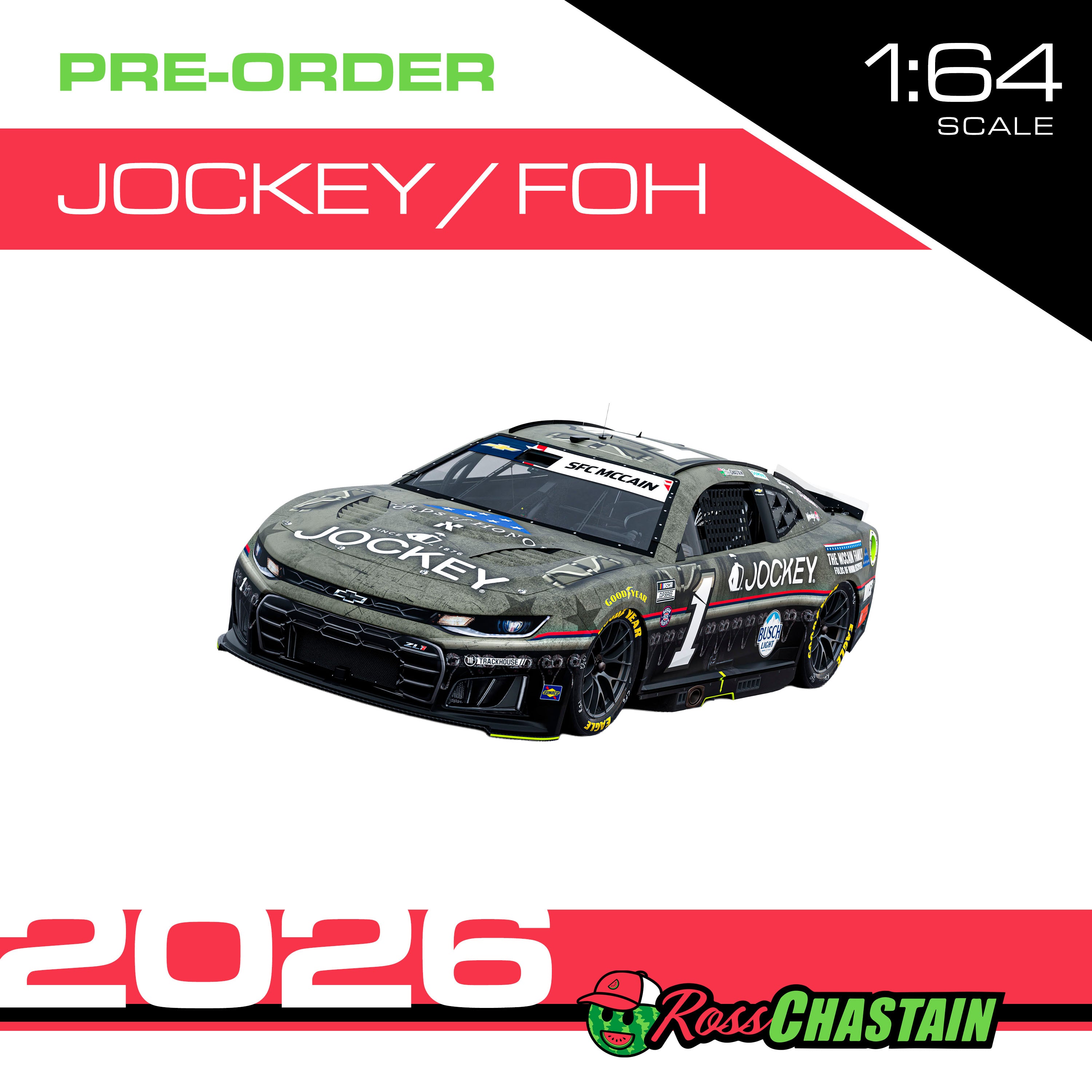 Ross Chastain 2026 No.1 1:64 Jockey Folds of Honor DIE-CAST