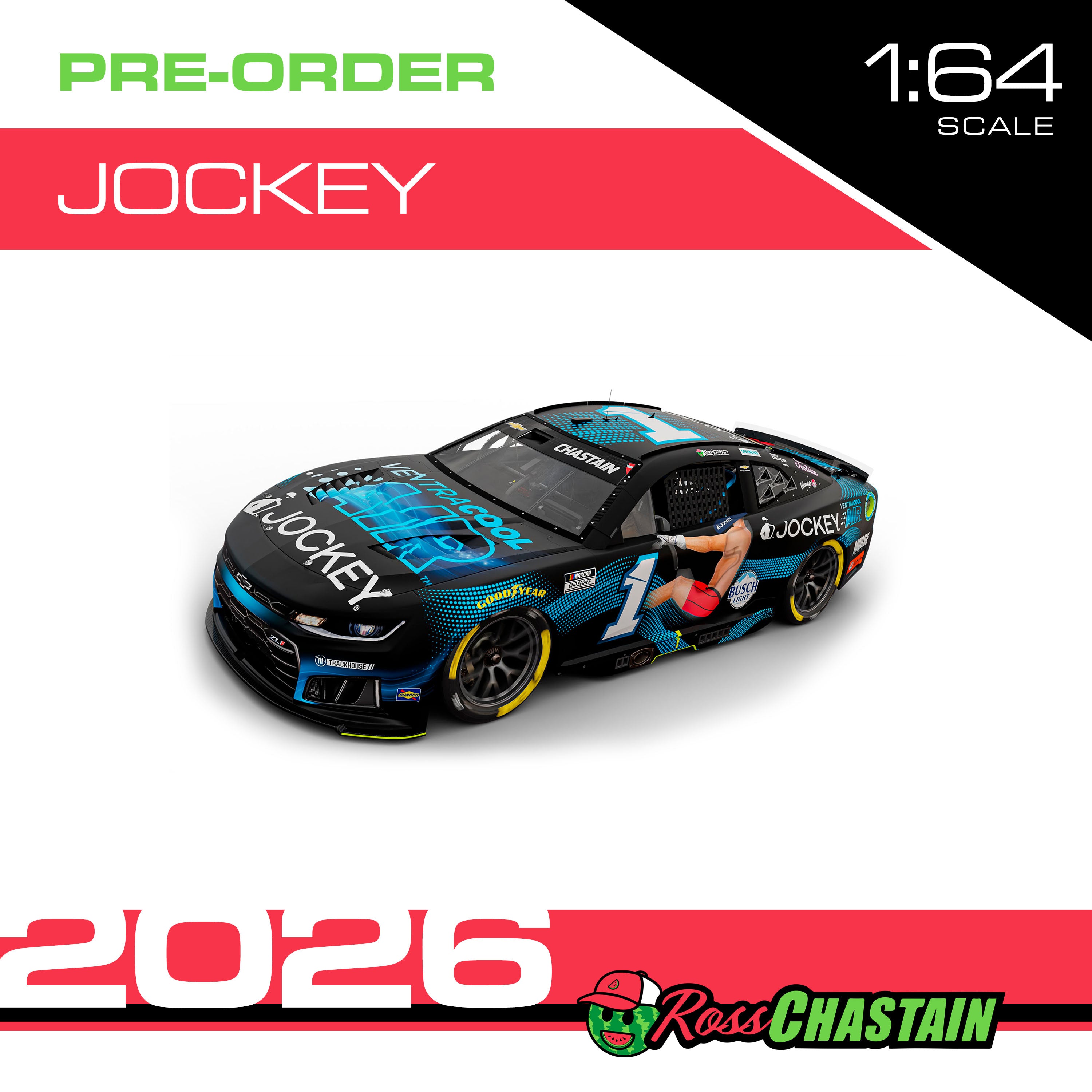 Ross Chastain 2026 No.1 1:64 Jockey VentraCool Air DIE-CAST