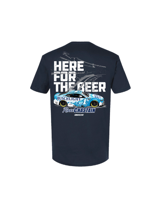 Ross Chastain #1 Busch Light "Here for the Beer" Navy T-Shirt