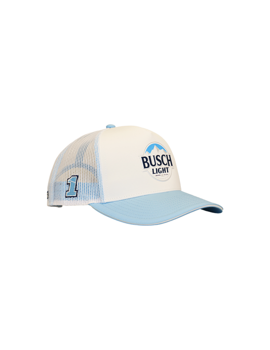 Ross Chastain #1 Busch Light White/Blue Mesh Snapback Hat