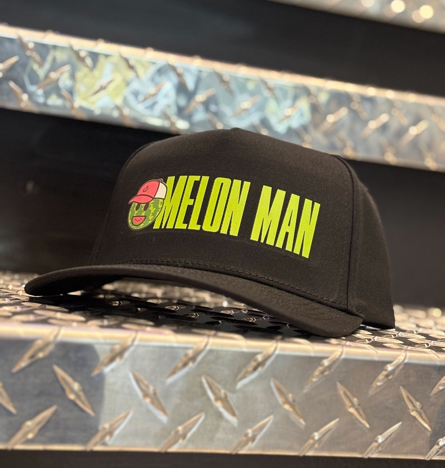 Melon Man Black Snapback Hat