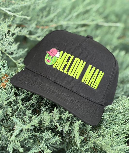 Melon Man Black Snapback Hat