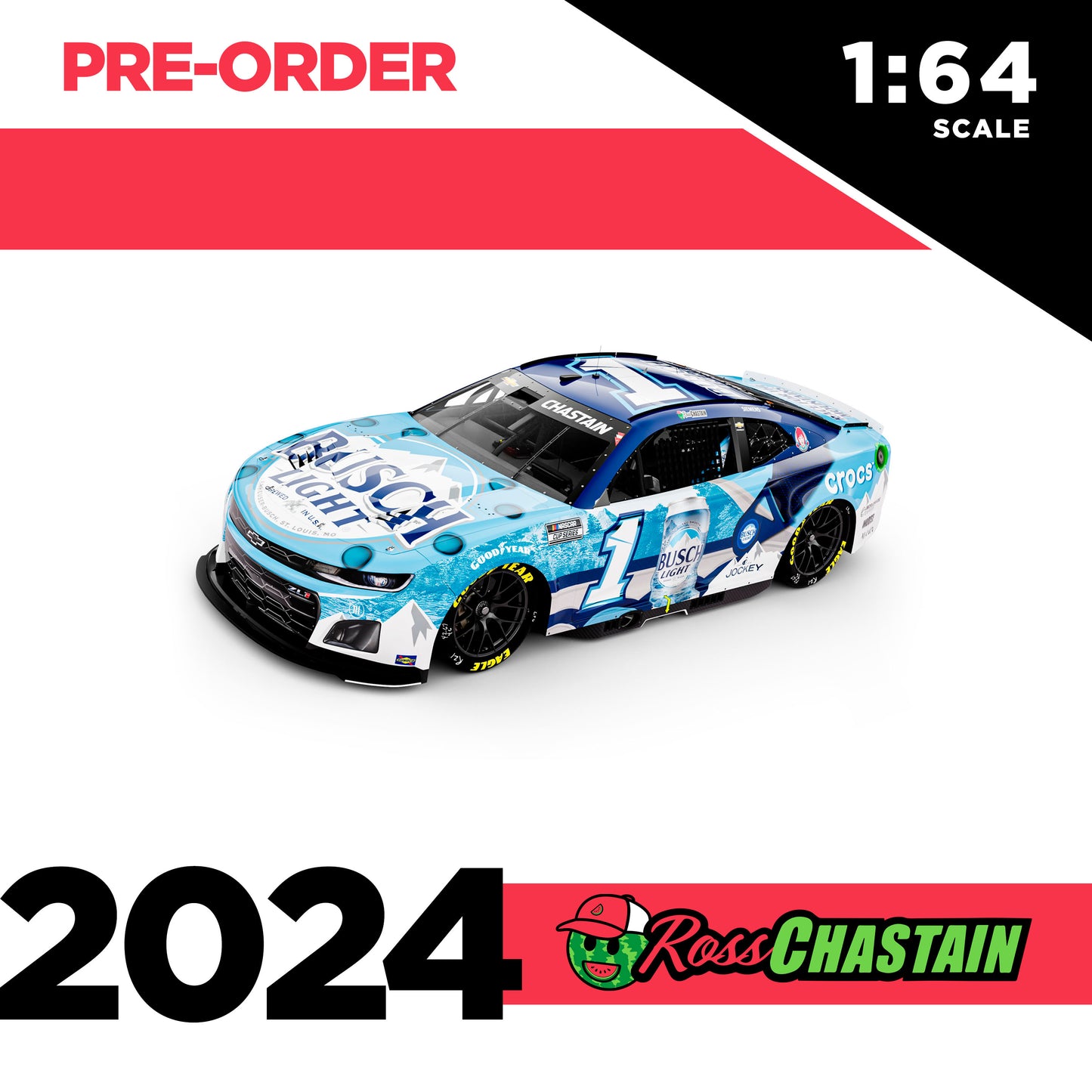 Ross Chastain 2024 No.1 1:64 Busch Light CROCS DIE-CAST