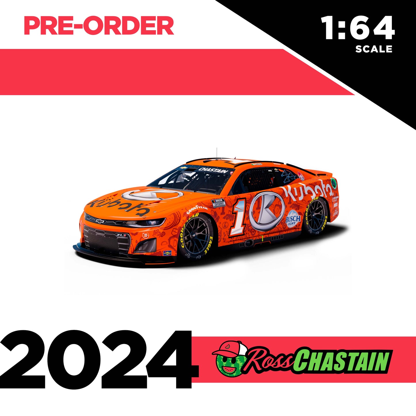 Ross Chastain 2024 No.1 1:64 KUBOTA Watermelon DIE-CAST