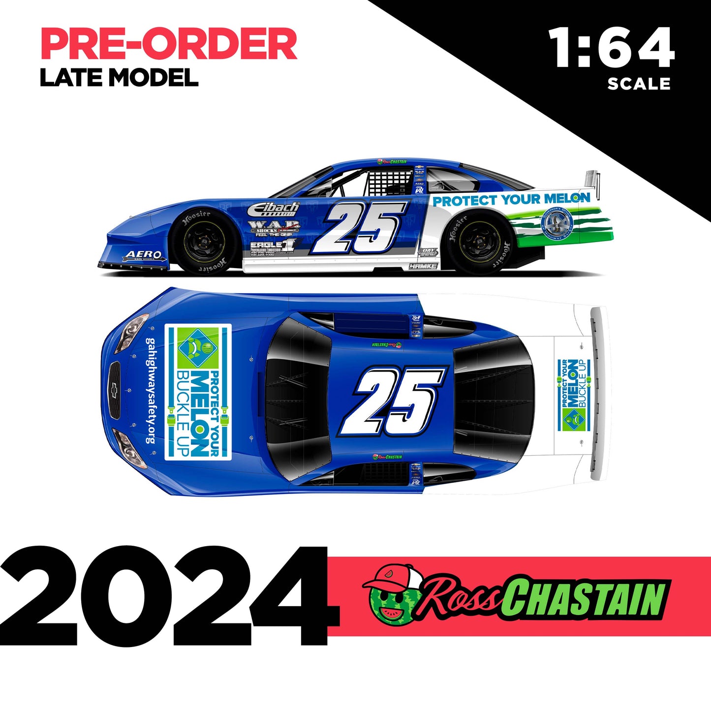 Ross Chastain 2024 No.25 1:64 Protect Your Melon DIE-CAST