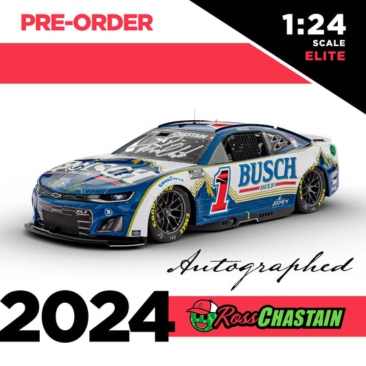 AUTOGRAPHED Ross Chastain 2024 No.1 1:24 Busch Light RETRO ELITE DIE-CAST