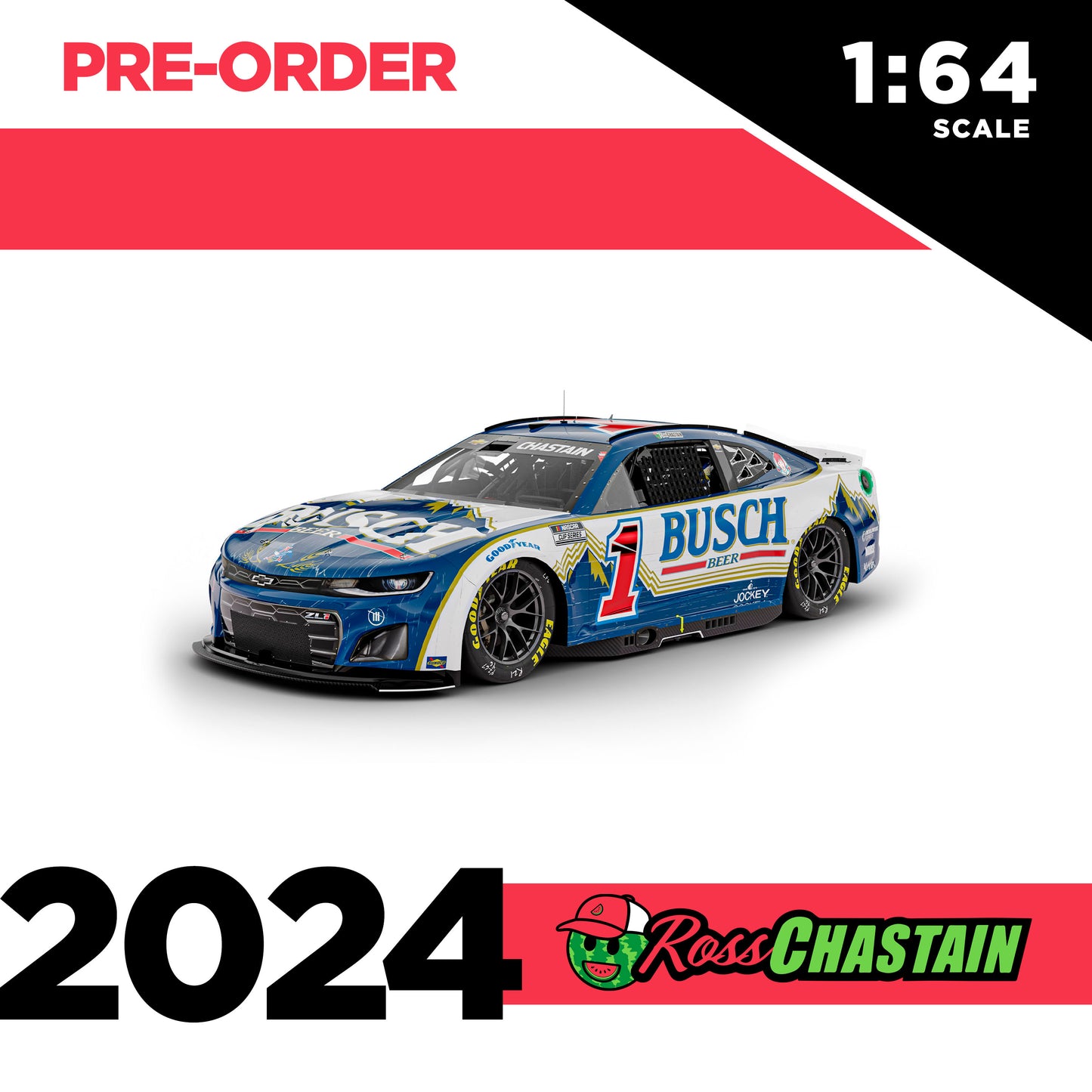 Ross Chastain 2024 No.1 1:64 Busch Light RETRO DIE-CAST