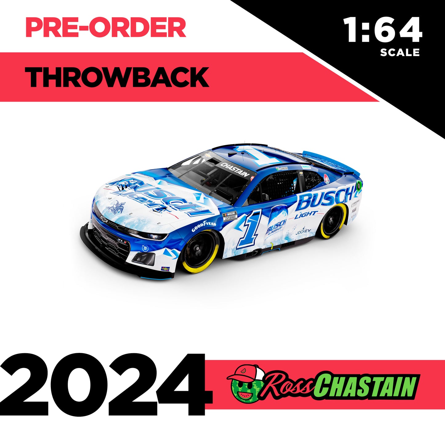 Ross Chastain 2024 No.1 1:64 Busch Light THROWBACK DIE-CAST