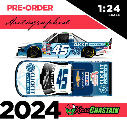 AUTOGRAPHED Ross Chastain 2024 No.45 1:24 Buckle Up South Carolina Truck DIE-CAST