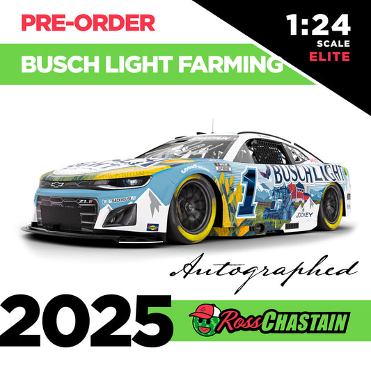 AUTOGRAPHED Ross Chastain 2025 No.1 1:24 Busch Light FARMING ELITE DIE-CAST