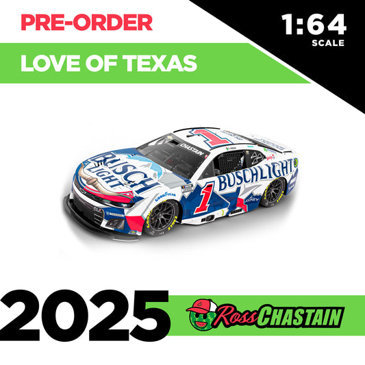 Ross Chastain 2025 No.1 1:64 Busch Light For the Love of Texas DIE-CAST