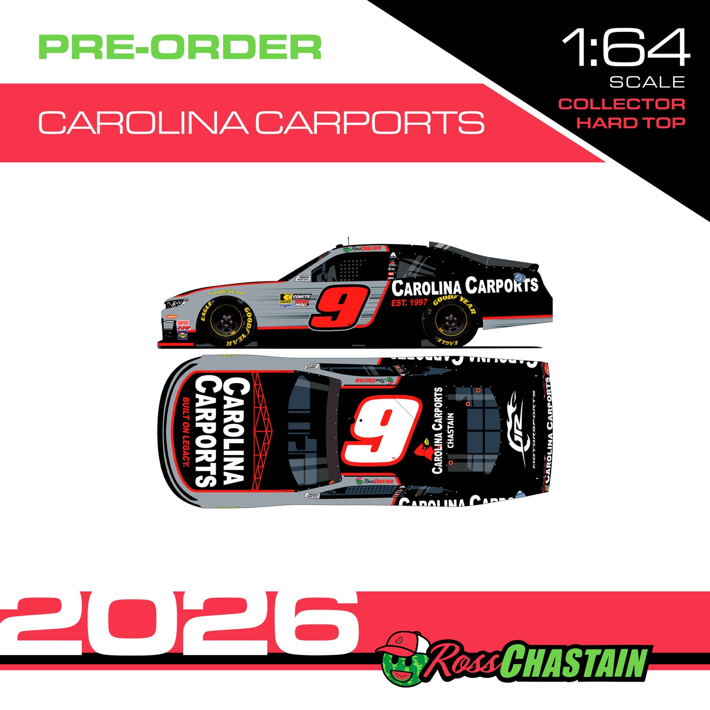 Ross Chastain 2026 No.9 1:64 Carolina Carports DIE-CAST