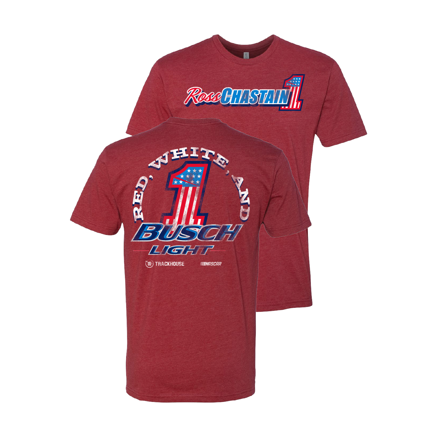 Ross Chastain #1 Red, White, and Busch Light Cardinal T-Shirt