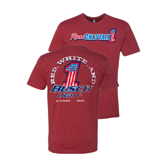 Ross Chastain #1 Red, White, and Busch Light Cardinal T-Shirt