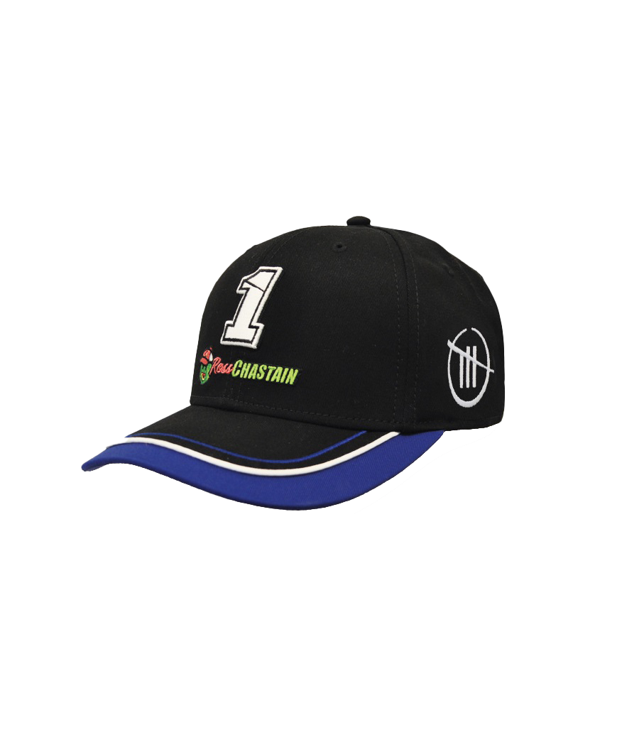 Ross Chastain #1 Black and Blue Velcro Cap