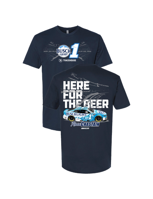 Ross Chastain #1 Busch Light "Here for the Beer" Navy T-Shirt